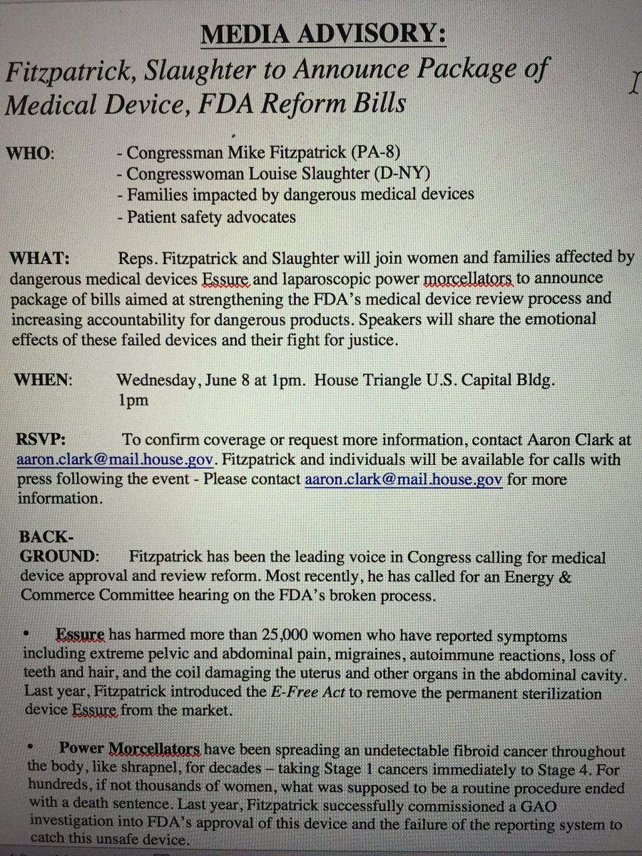 gwendolynrain's tweet photo. @Bayer Thank you @louiseslaughter @RepFitzpatrick #Essure #ArielGracesLaw #MedDevGuardianAct 6/8/16 https://t.co/zrsR7VoXTa
