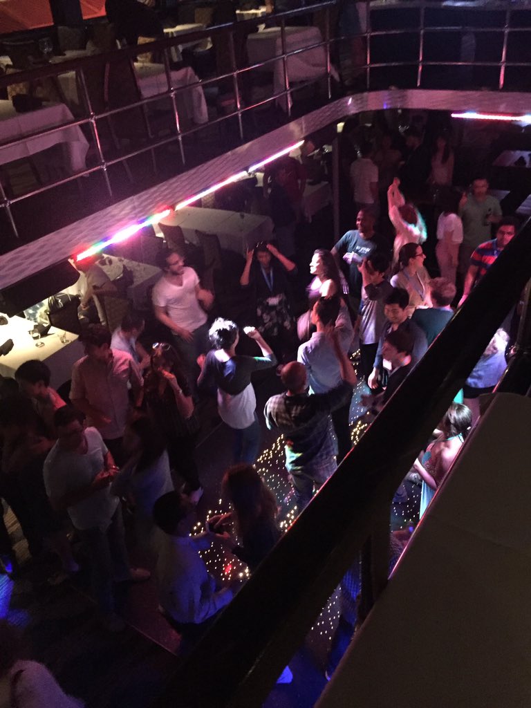 dleve123's tweet photo. Rubyists are the best dancers. Thanks for the awesome night @goruco #goruco2016 #iwasonaboat https://t.co/LuyY6mioEt