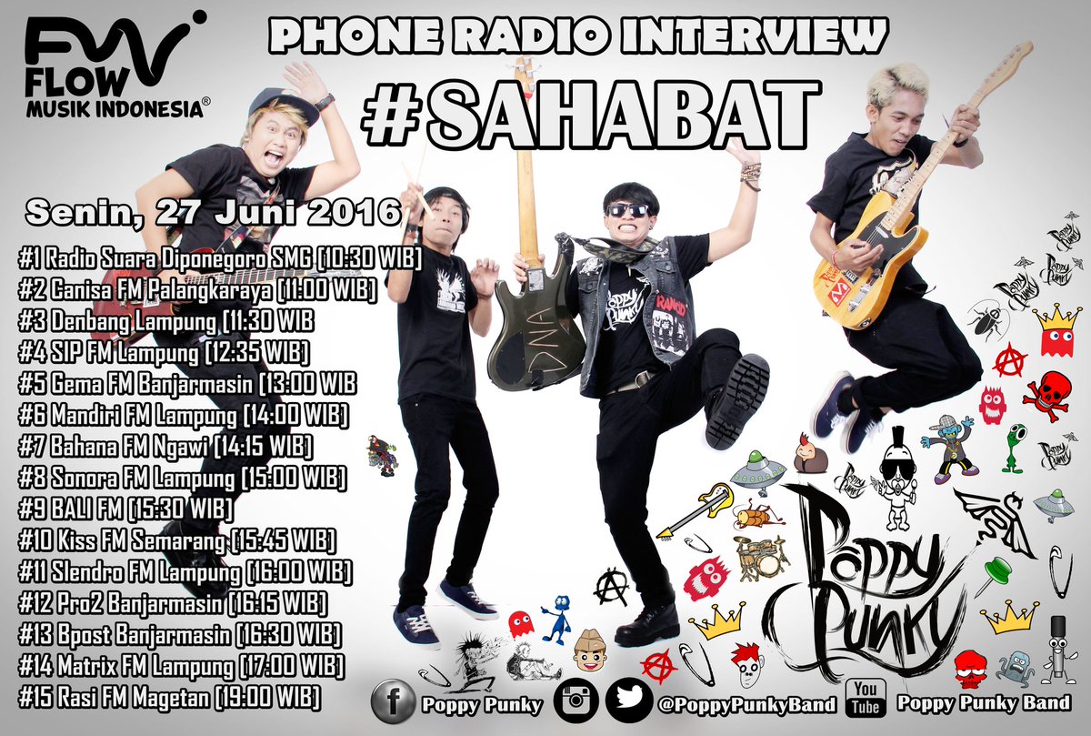 PoppyPunkyBand's tweet photo. Jangan sampai di lewatkan Sahabat #PoppyPunky #PhoneRadioInterview https://t.co/anDpPZTgzv