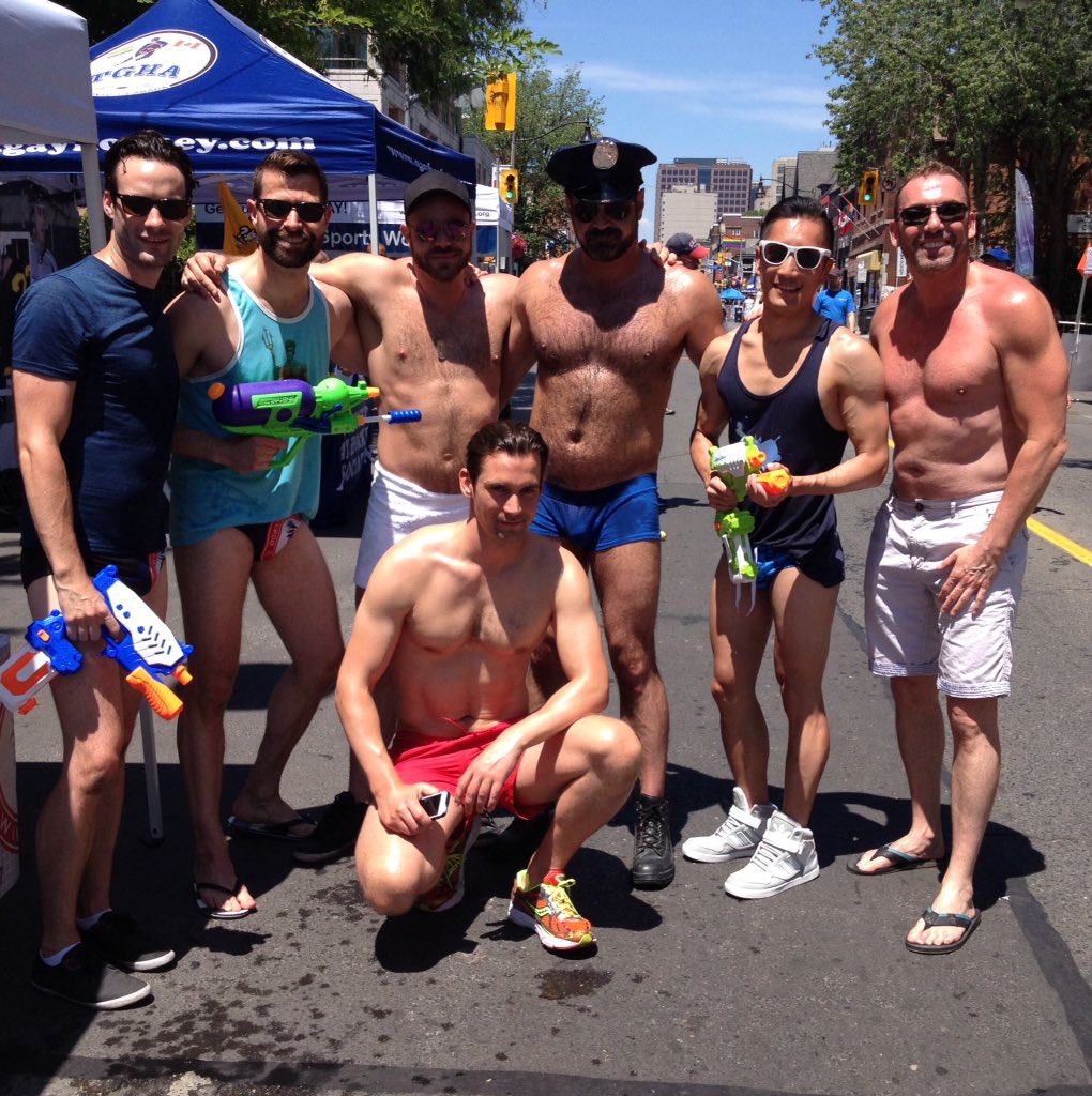 Our #OperationSoap models📸 got wet💦 &amp; wild with dsctoronto.ca🏊🏼 at <a href="/OutSportToronto/">OutSport Toronto</a>'s #CircusSoGay🌈 booth!