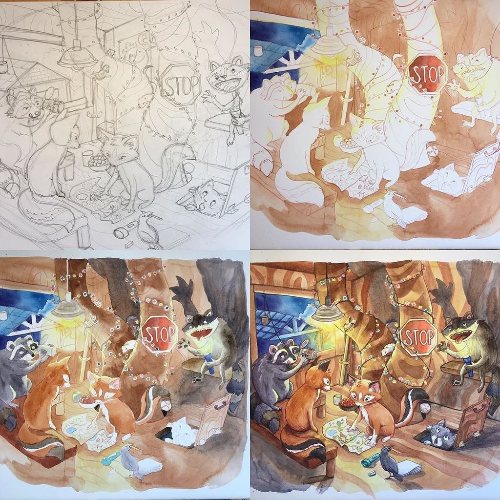KellyPattonArt's tweet photo. From sketch to watercolor. #kellypattonart #kidlitart #childrensillustration #illustration… https://t.co/FL8EosplT1 https://t.co/Xjy7isuSdw