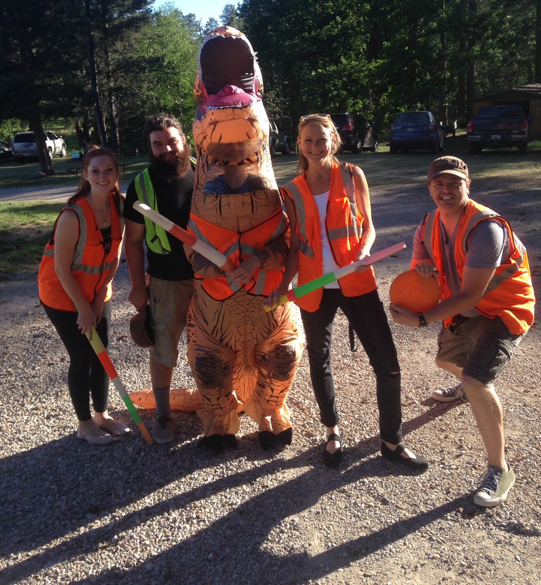 BHPlayhouseSD's tweet photo. A dinosaur joined the car park crew last night! They are just full of new ideas this season. #BHP2016 https://t.co/3WaPTS8AyR