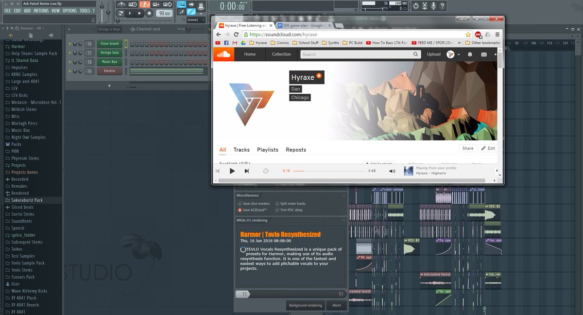 Hyraxe's tweet photo. Rendering a project and @TevloMusic came up :D https://t.co/S1g6YZoOsW