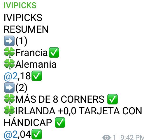 Ivipicks's tweet image. Dia (1) del canal Telegram.me y Twitter 
2/2🍀
🍀@2'18✔✔✔👍
🍀@2'04✔✔✔👍
RT