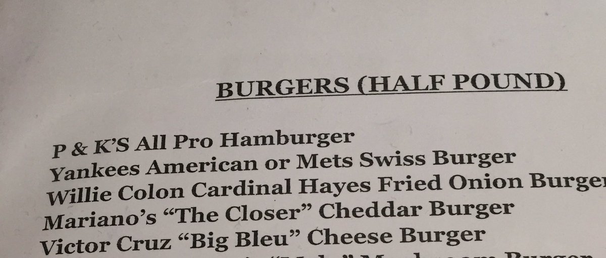 Trruiz's tweet photo. @CardinalHayes @willcolon66 Found this at P&amp;K Grille in Kingsbridge section of the Bronx, 3rd item.  Delicious! https://t.co/G6KXG1rfBp