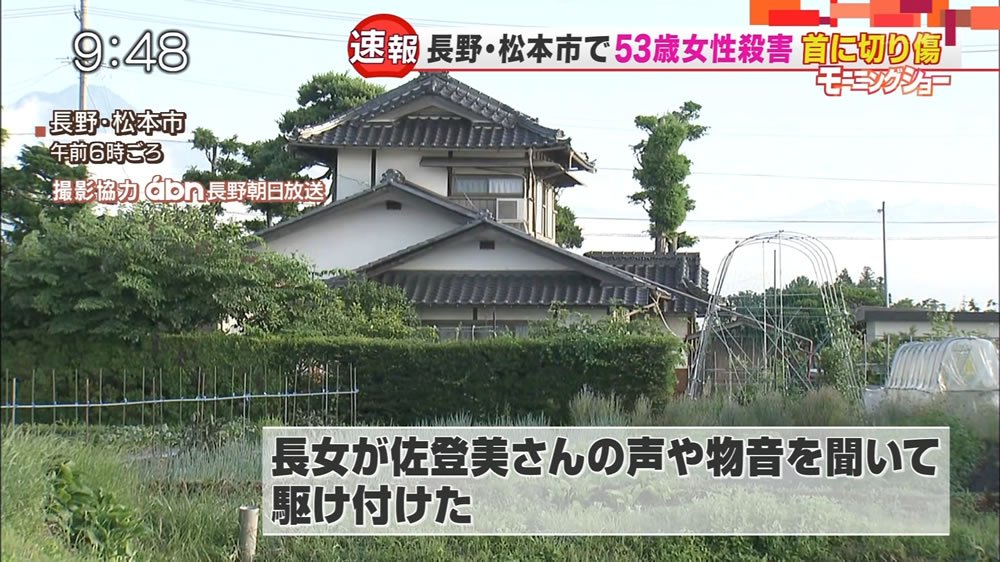 日刊時事ニュース 松本市で殺人事件 53歳女性殺害 自宅寝室で死亡 T Co Fxbznvh4ir 松本市梓川倭の住宅で53歳の山田佐登美さんが首から血を流した状態で倒れているのを発見 長野県警は殺人事件とみて捜査を開始