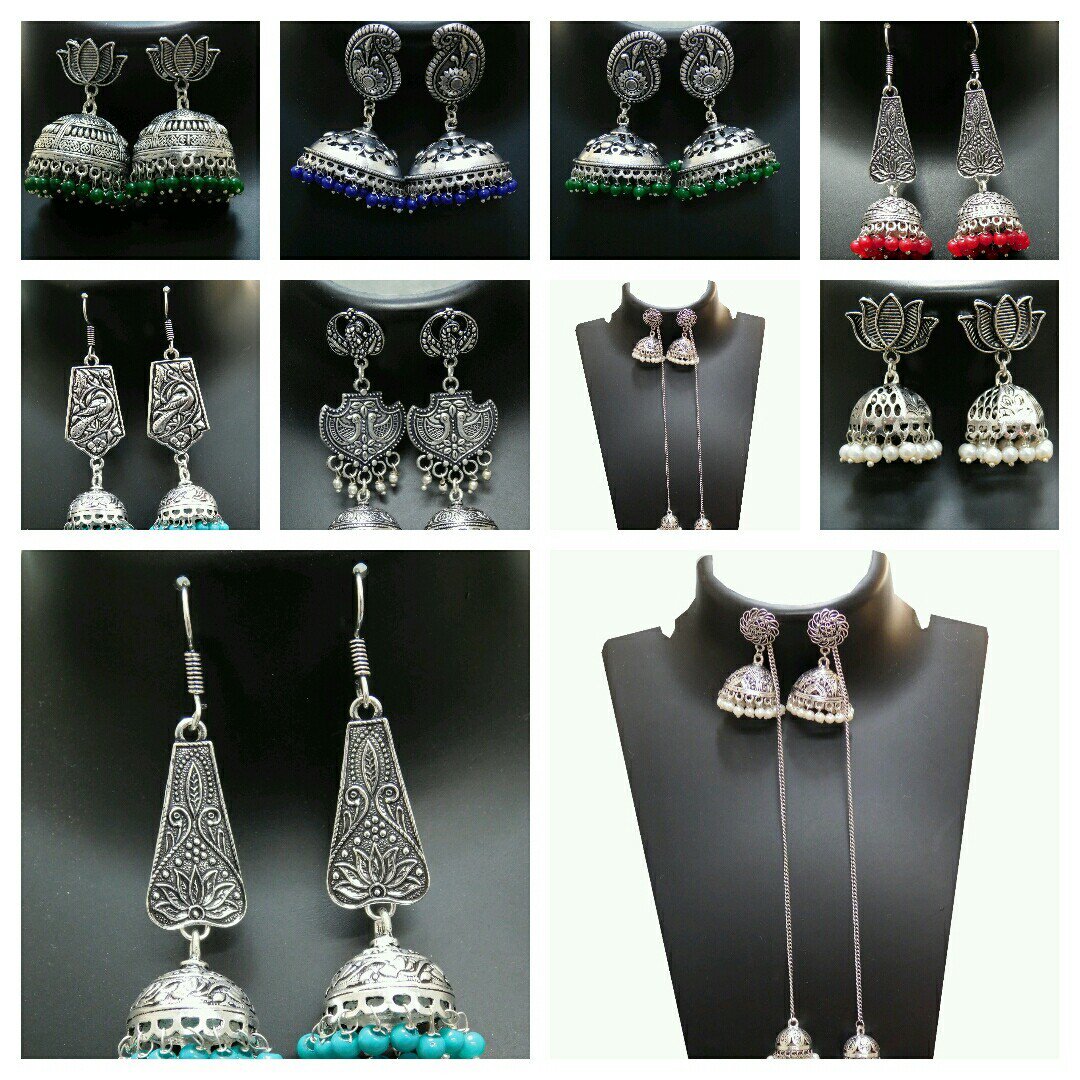 German Silver Jhumkas 
Price on Request 
#jewelry#ethnicfashion#Germansilver#ladieswear#ethnicfashion #costumejewel