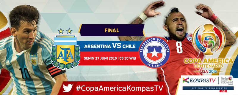 KompasTV's tweet image. Saksikan Final Copa America 2016 Centenario, eksklusif di KompasTV #CopaAmericaKompasTV