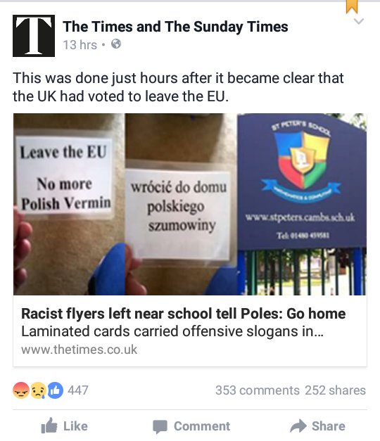 WritersofColour's tweet photo. So it only took the far right taking to the streets post Brexit for the press to wake up to racist Britain 👍 https://t.co/G1Cg8yXb2O
