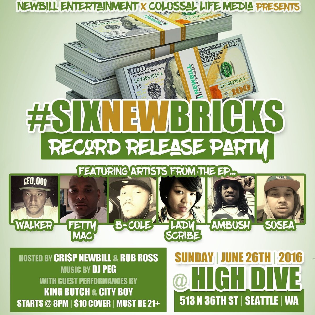 DJPeg206's tweet photo. #SixNewBricks Record Release Party at @highdive in Seattle! This is gonna be a Dope show! https://t.co/Pg9SudnhVj