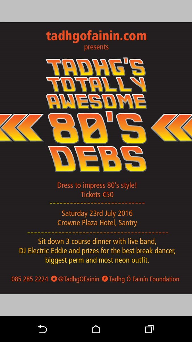 TadhgOFainin's tweet photo. @ConnollyYvonne any chance of a RT for our 80s themed debs ball in aid of Williams syndrome please #allfortadhg https://t.co/tx6bvgGOET