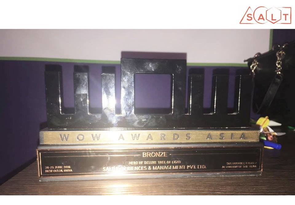 SaltXp's tweet photo. We've won the Wow Bronze Award'16 for Sustainable Event/Activation for #Hero HF Deluxe Tree of light .#wowAsia2016 https://t.co/9FFKG68enI
