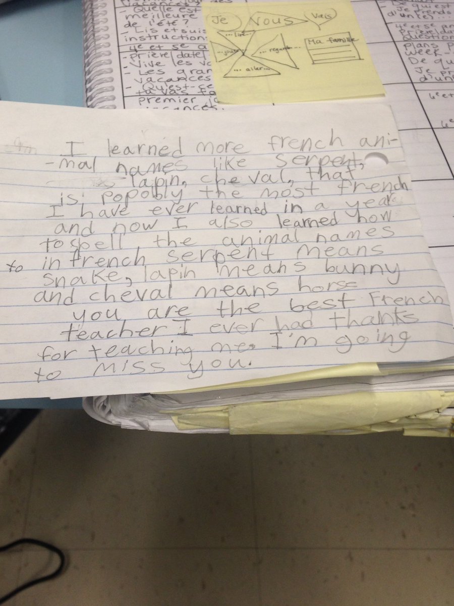 maviswancky33's tweet photo. This is what one student wrote to me. I was very touched.#fslchat https://t.co/hWUCMOTVMS