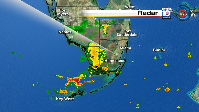 Evening storms moving out west and toward the Florida Keys. @TrentAricTV has your forecast tonight at 11pm. https://t.co/5ef0YEA5Pv