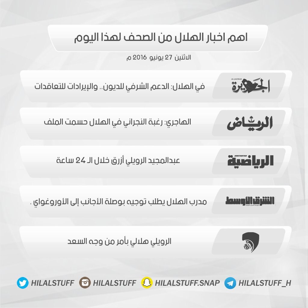 hilalstuff's tweet photo. أخبار الهلال من الصّحف لهذا اليوم . https://t.co/xAFNNygB5w