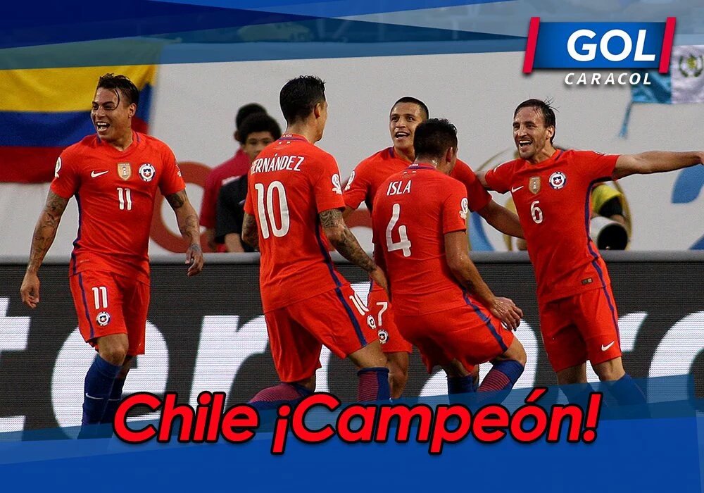 FIFAWorldCupES's tweet photo. Felicitaciones a la #SeleccionChilena por su segunda #CopaAmerica #ChileCampeonDeAmerica https://t.co/bGv8542LVC
