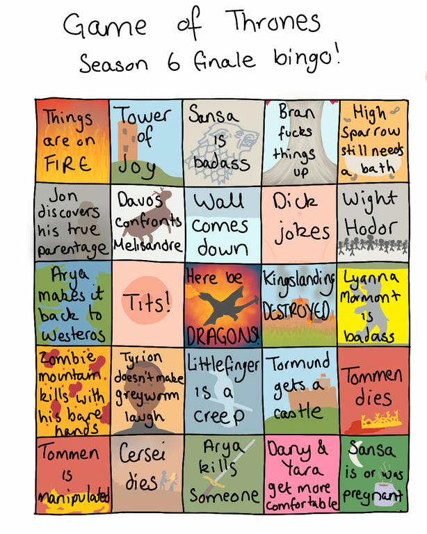 nzfashion's tweet photo. Reddit is going cray with #gameofthrones talk. I liked this little bingo game from Jaqacake. https://t.co/2tRydsaL0u