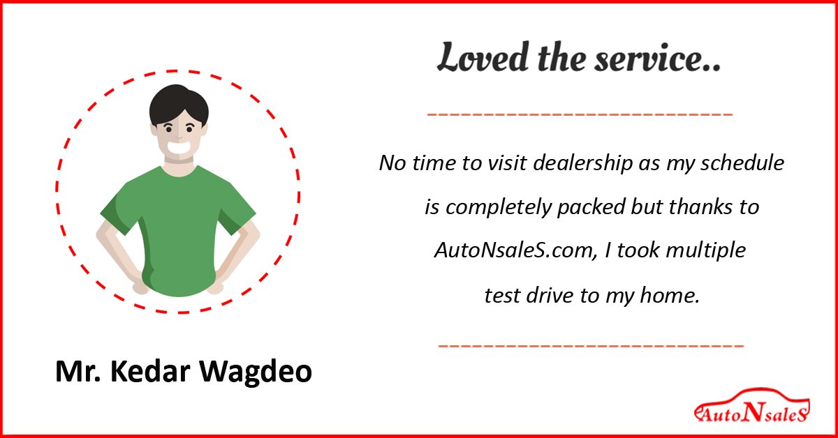 autonsales's tweet photo. Thank you Mr. Kedar Wagdeo for such great review on our services..
#Nagpurian #NewCar #Online #Book #TestDrive https://t.co/kMuFSgfFCF