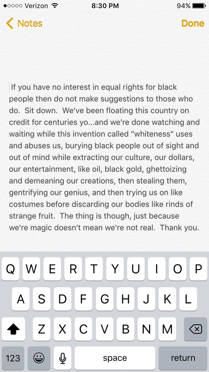 samcahntent's tweet photo. I transcribed Jesse Williams speech because it's important. https://t.co/9Bw8rqTZSX