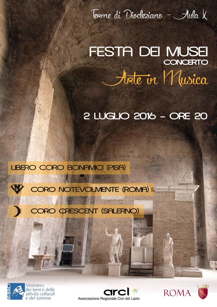 Notevolmente's tweet photo. Concerto #vocalpop con tre eccellenza italiane alle #termedidiocleziano a Roma - 2 luglio ore 20 @060608it https://t.co/mAfmEmNSIg