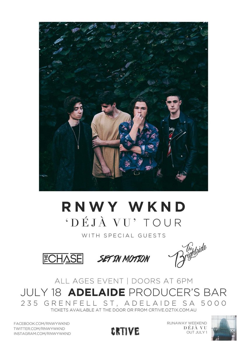 rnwywknd's tweet photo. Flier for Adelaide w. @thechaseau @thebrightsideau (Twitter didn't post the last one rofl) https://t.co/0mOMNyUqMJ