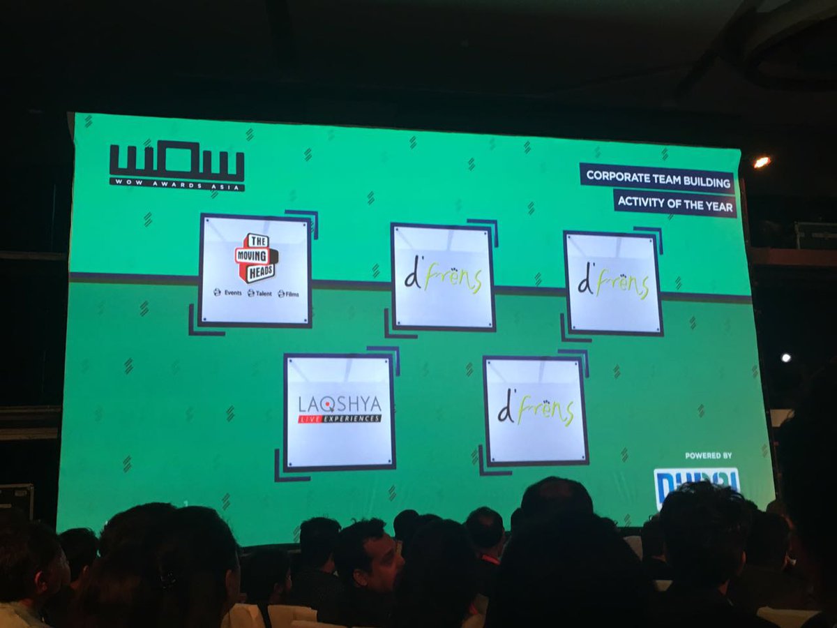 iShrutica's tweet photo. #dfrens won the Gold and Silver award for Corporate team building activity of the year #WOWAwardsAsia #wowAsia2016 https://t.co/Sx5w128Lh8