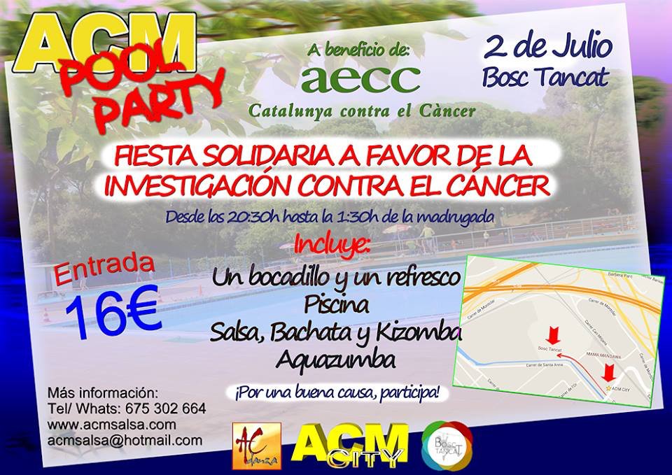 ContraCancerBCN's tweet photo. #Bondia, us convidem a la #poolparty #solidària que organitza #ACMSalsa en benefici de l'AECC.Participa i gaudeix! https://t.co/cm8nM9El2B