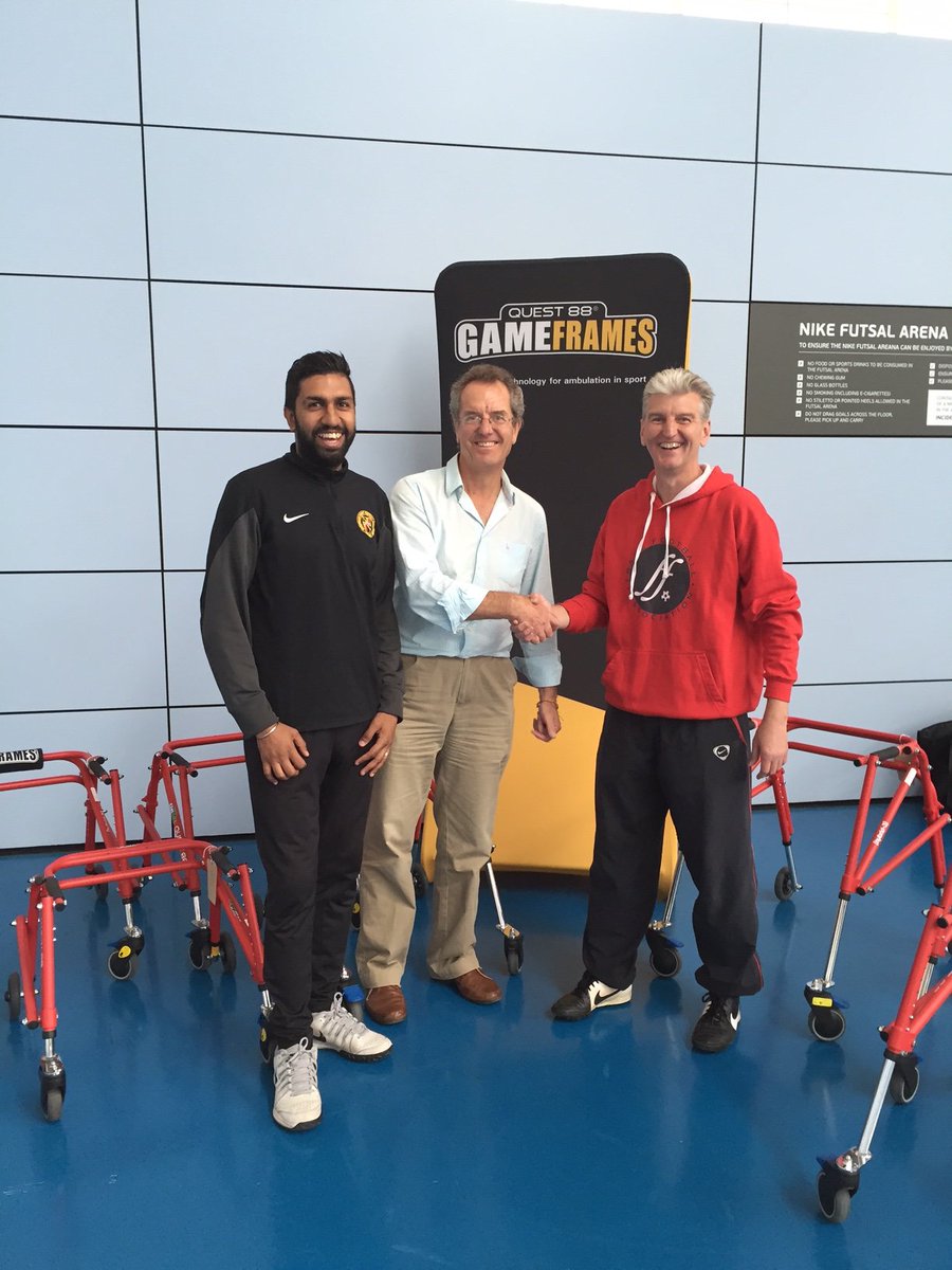 Quest_88's tweet photo. Mr Turford from Quest 88, hands over #Hybrid #Gameframes to Mr R Seedhouse @FrameFootball w/ Mr J Batt @BirminghamFA https://t.co/eSdANNPuyl