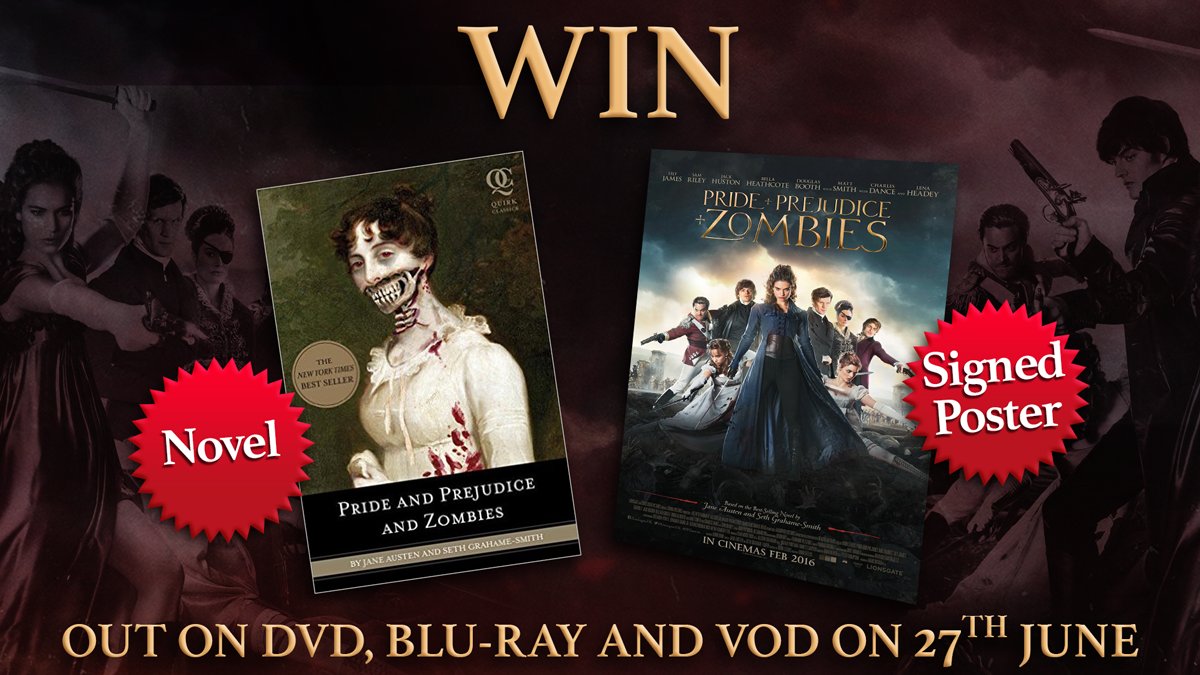 RT to win this awesome #PrideandPrejudiceandZombies signed poster and novel - out on DVD/Blu-ray/VOD out 27/06!