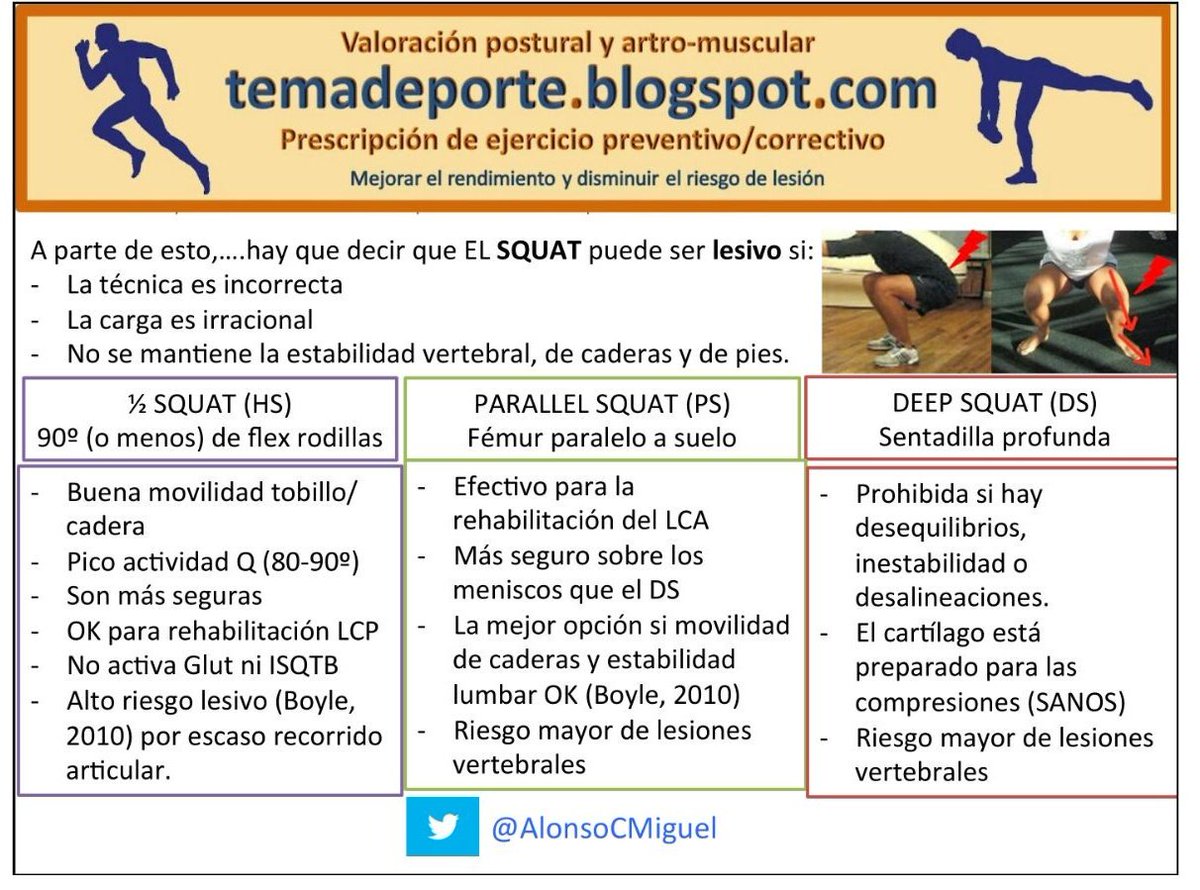 Caracteristicas específicas de 3 gipos #squat (#HalfSquat 🆚 #ParallelSquat 🆚 #DeepSquat)
Pros y contras <a href="/NachoGZas/">Ignacio González Zas</a>