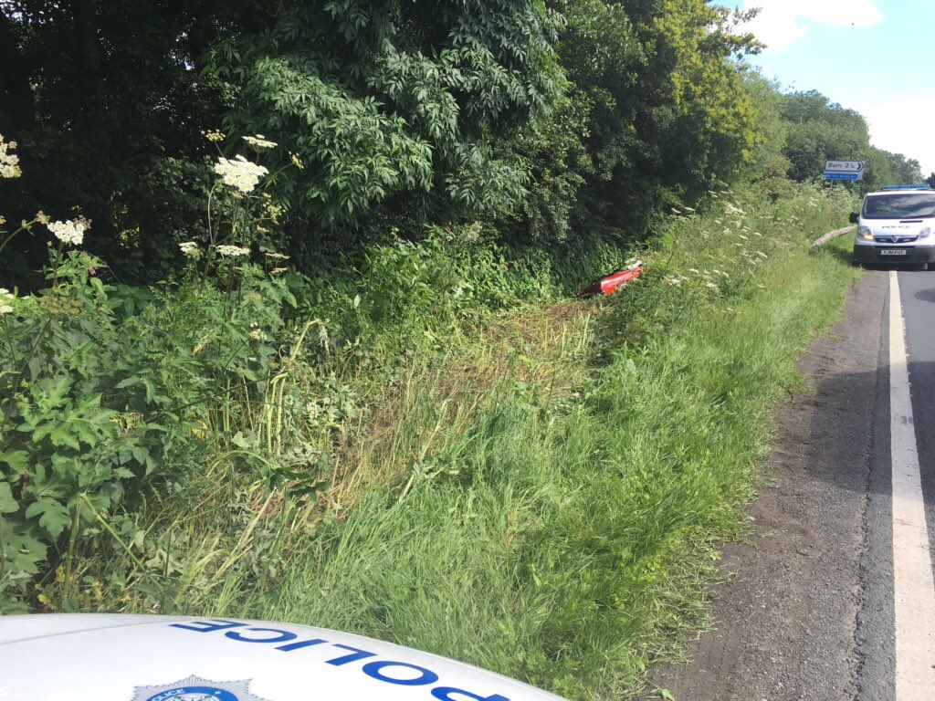 NYorksRPG's tweet photo. One from yesterday on the #A1041 near #Camblesforth Single vehicle RTC. Amazingly no injuries, enquiries ongoing https://t.co/yHrdVpTb1j
