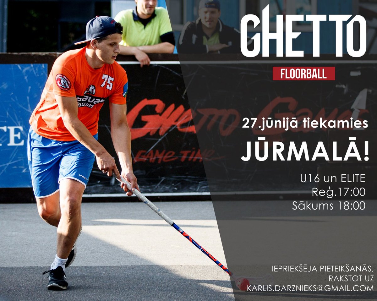 Jau ŠODIEN - <a href="/GhettoFloorball/">Ghetto Floorball</a> Jūrmalā! Atceries, ka ir iepriekšēja pieteikšanās! #florbols #ghettogames