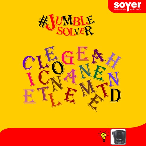 SoyerIndia's tweet photo. Rearrange the letters to form a valid word.  You may click the hint https://t.co/Pk2yIPHR8k (2/3) https://t.co/ytBJ3vXKzf