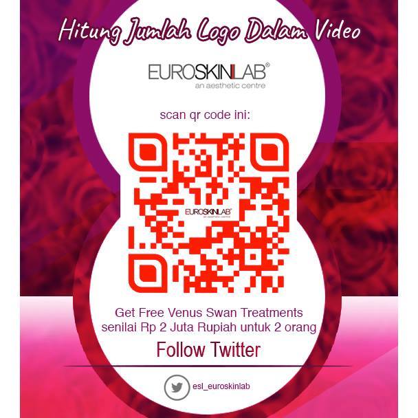ESL_Euroskinlab's tweet photo. Get Free Venus Swan Treatments
senilai Rp 2 Juta Rupiah untuk 2 orang #EuroskinlabVideoQuiz #kuis #infokuis https://t.co/1iI17DIWA1