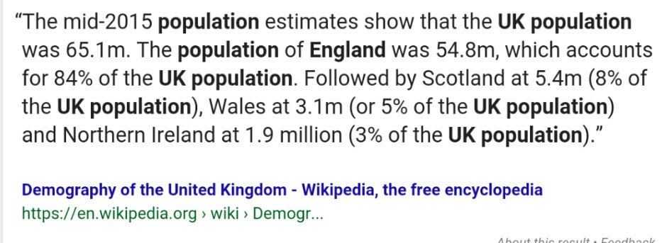 SteWilson89's tweet photo. Never was a fair vote when 1 country always had more population than others in the union.#Brexit #UKEquality #Remain https://t.co/l2GzgLx7E3