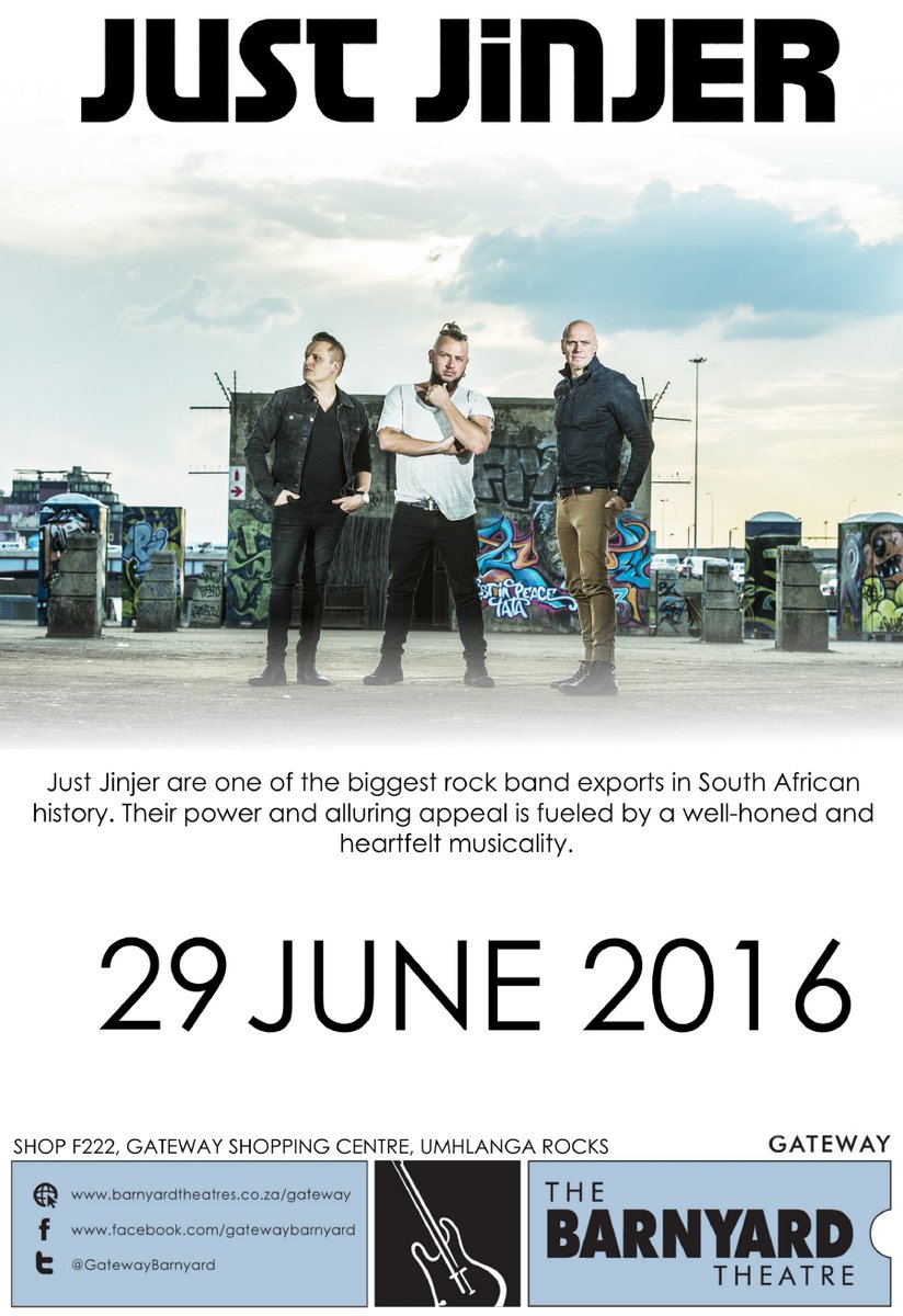 #Durban This WED - We'll be playing at @GatewayBarnyard 29 June. Book your place now at barnyardtheatre.co.za/show.aspx?sid=…