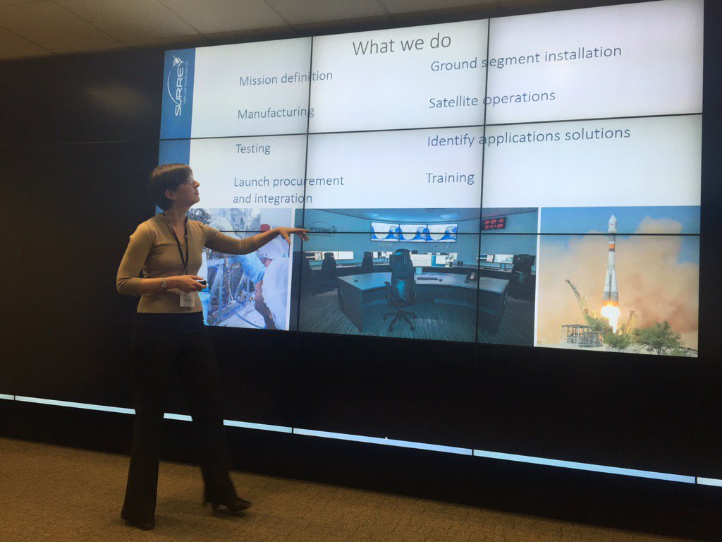 NafeesaDajda's tweet photo. Adina Gillespie from @SurreySat inspires #spin16 students @SatAppsCatapult induction day. https://t.co/6xOYhaDdKa