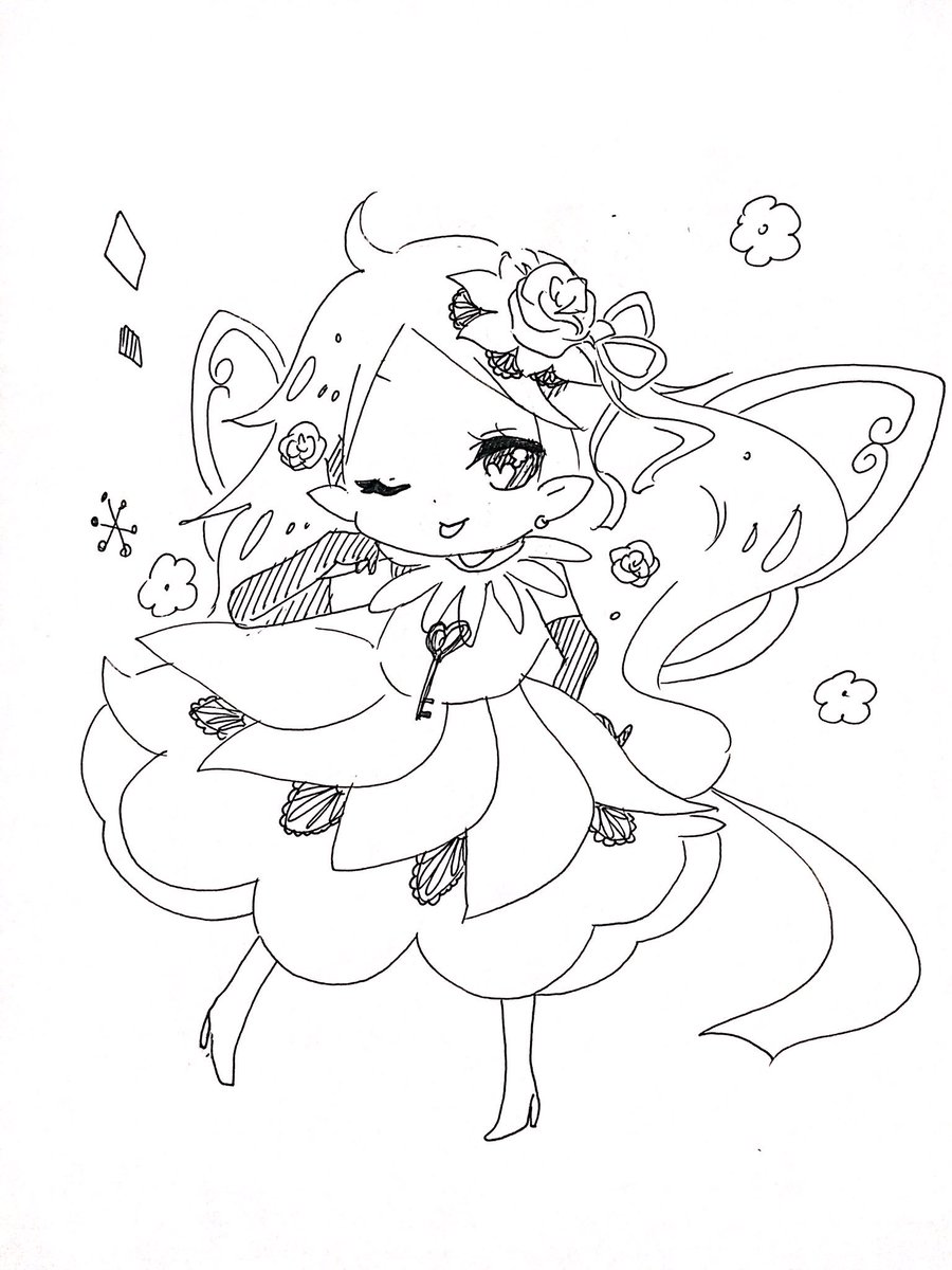 みっか On Twitter 突然の リルリルフェアリル りぼんとかレース描き足し ローズちゃんのつり目が好き