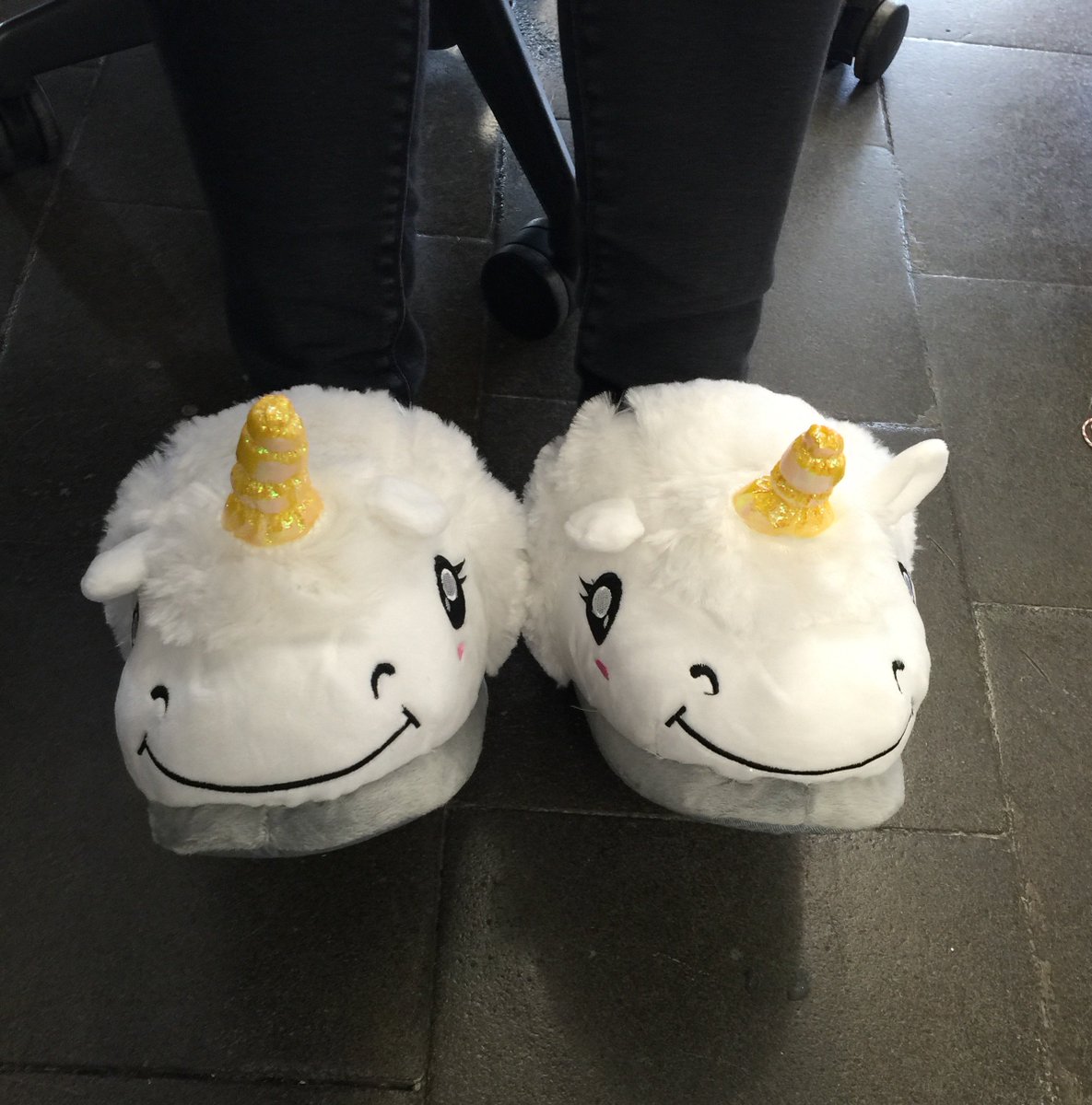 alexkapp's tweet photo. Just received Unicorn Slippers in the post and am in love. But who sent them? #solvethemystery #noname https://t.co/7ujonpCNHr
