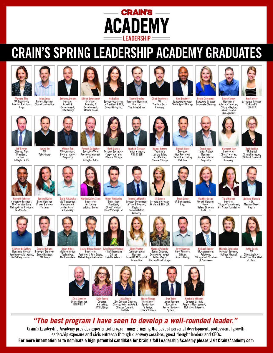 Congratulations to Jamey Dix and all of the graduates of <a href="/CrainsChicago/">Crain's Chicago Business</a> leadership academy.