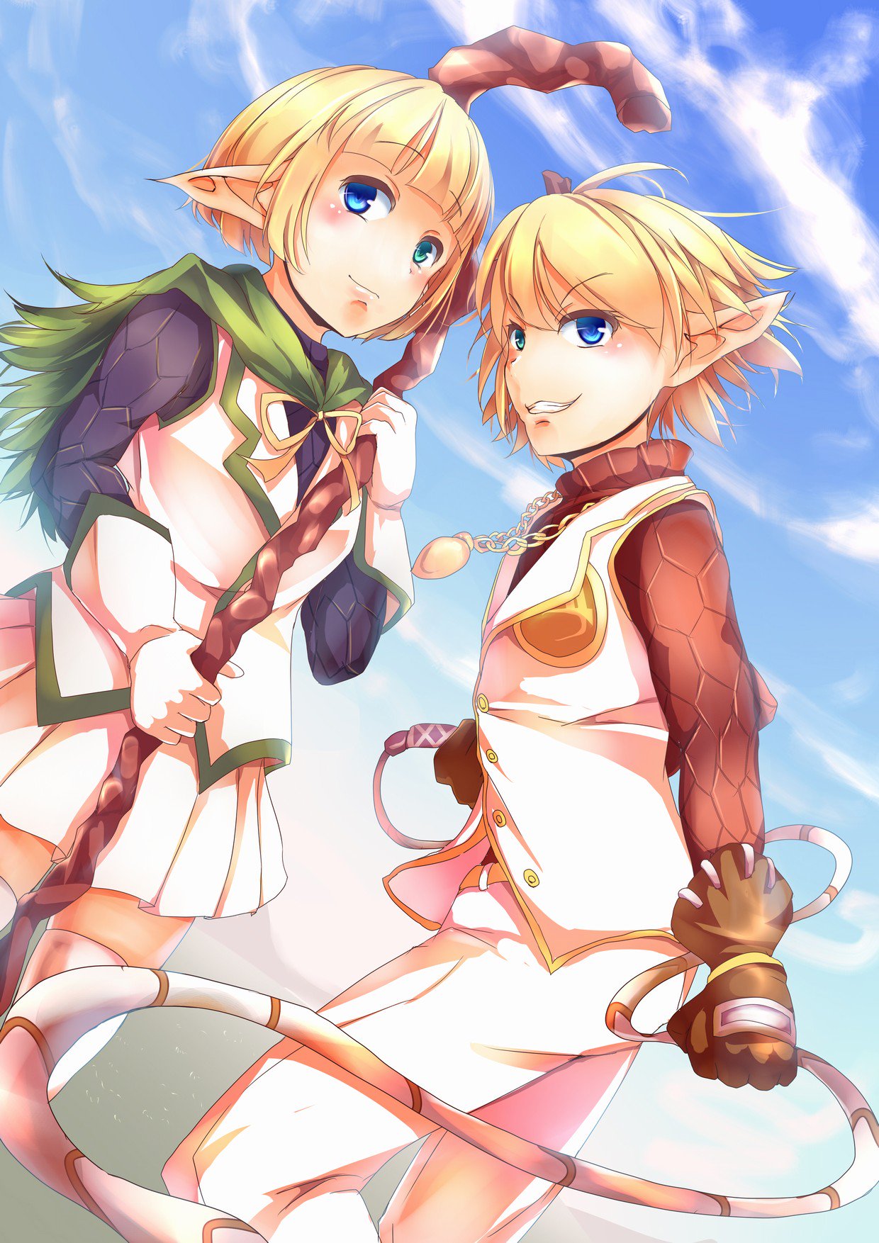 柑咲 Etc در توییتر オーバーロード アウラ マーレ 背景入れずに放置していたアウラとマーレに背景を入れた 右往左往した結果 結局青空だけど