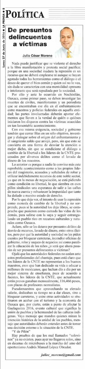 julioc_moreno's tweet image. Les comparto mi columna de @laprensaoem en espera de sus comentarios. Excelente día. @ManceraMiguelMX @PRD_CDMX