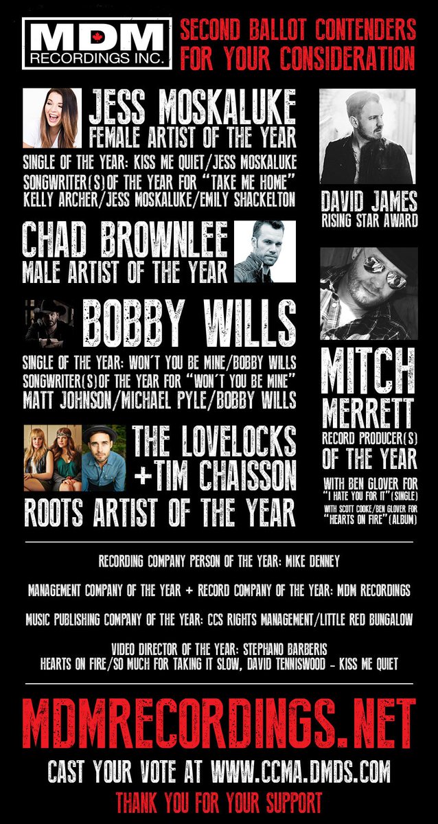 MDMRecordings's tweet photo. Congrats to our #MDMRoadFam who made the @CCMAofficial Awards 2nd ballot! https://t.co/kLX9qqGyAH