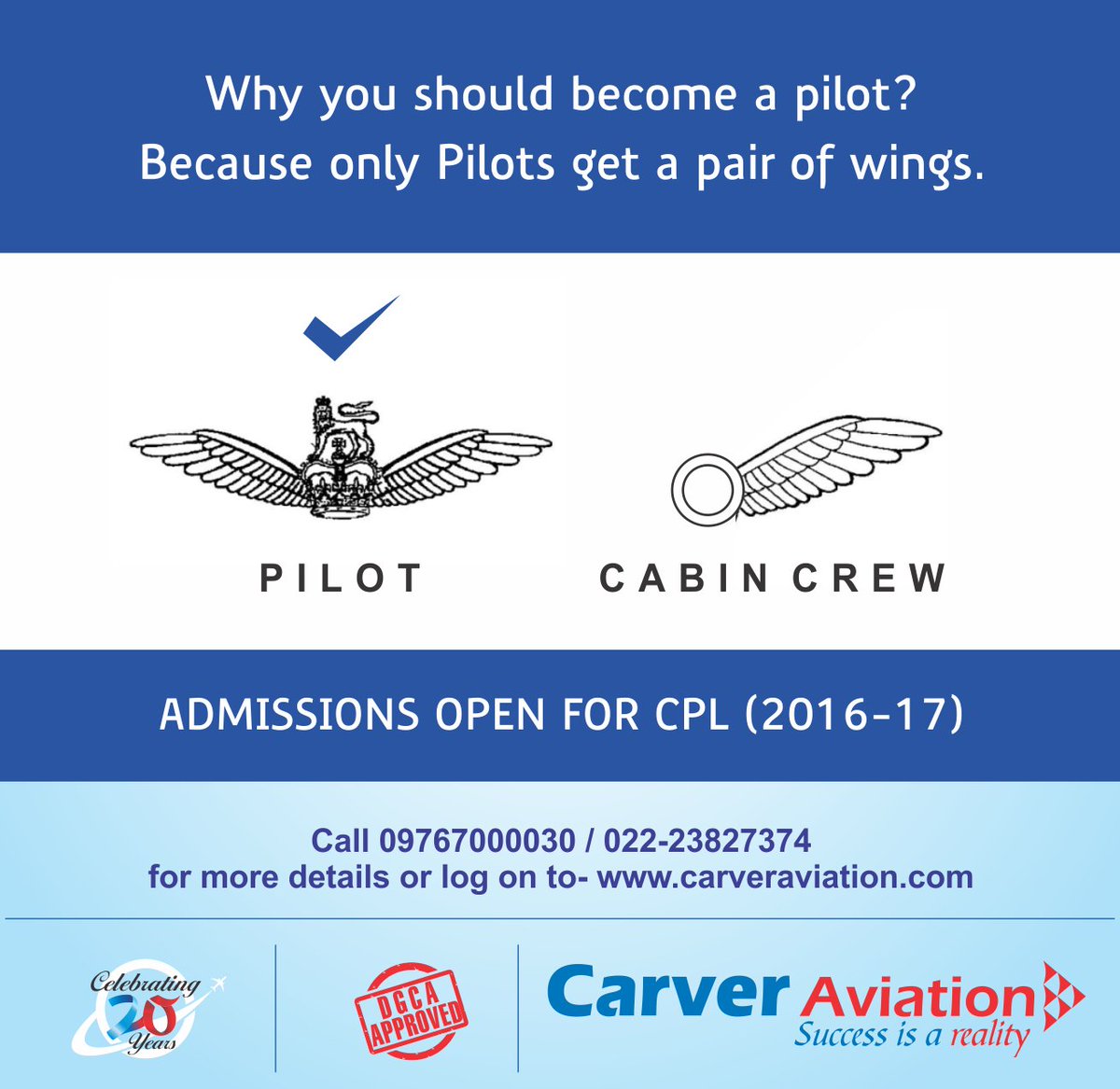 Carveraviation's tweet photo. #AdmissionsOpen for #CPLCourse(Batch:2016-17)
#RegisterToday by clicking below link
https://t.co/T6anaOpSWX
#avgeek https://t.co/0S7bqVICf2