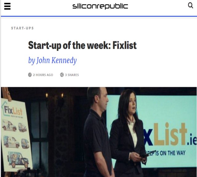 FixListIreland's tweet image. 'Start-up of the week: FixList' Check out the article bit.ly/29fz8q3