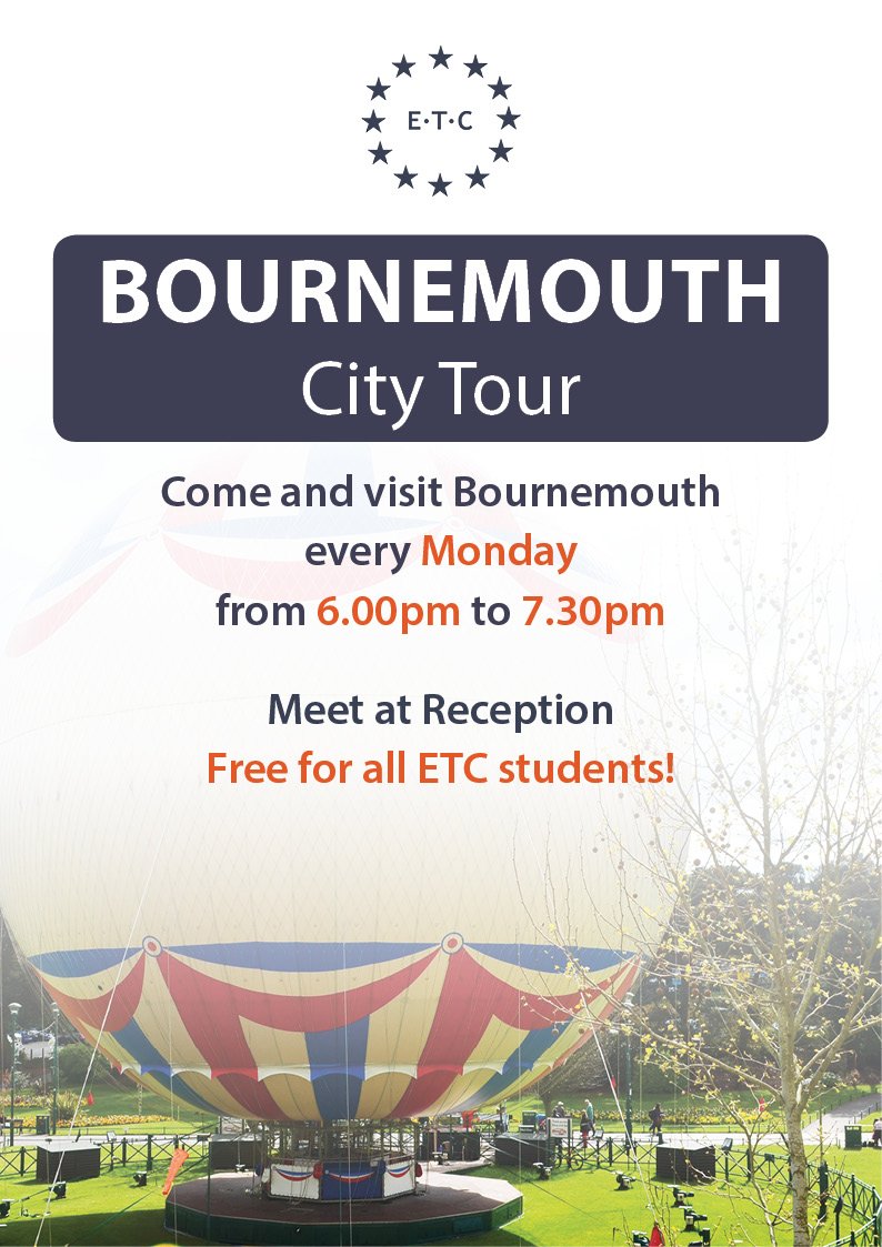 Do you want to know more about Bournemouth? Join our Bournemouth City Tour, every Monday at 6pm! Meet at reception!