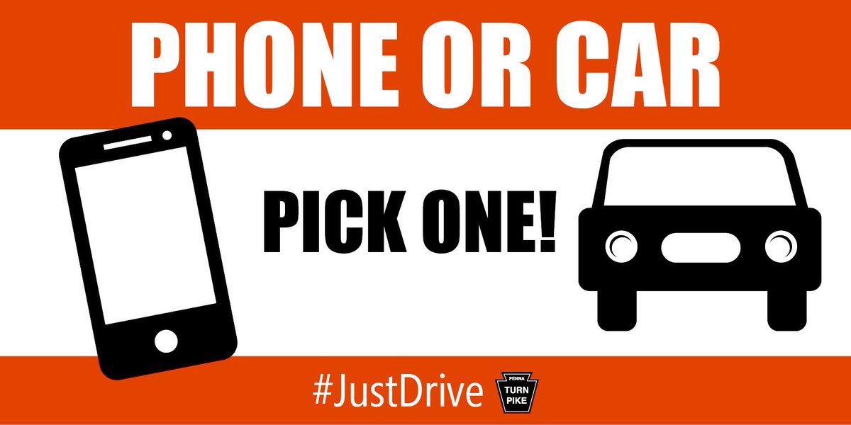 orangesqueezepa's tweet photo. Pick ONE: Phone or Car! #JustDrive #DoneTextAndDrive #ItCanWait @PA_Turnpike https://t.co/0xQfAIfIIt