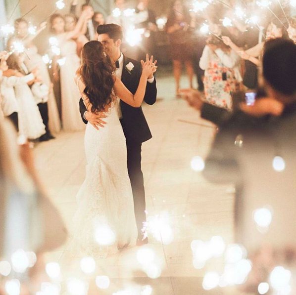 This stunning first dance photo looks like a #fairytale come to life! #wedding💫