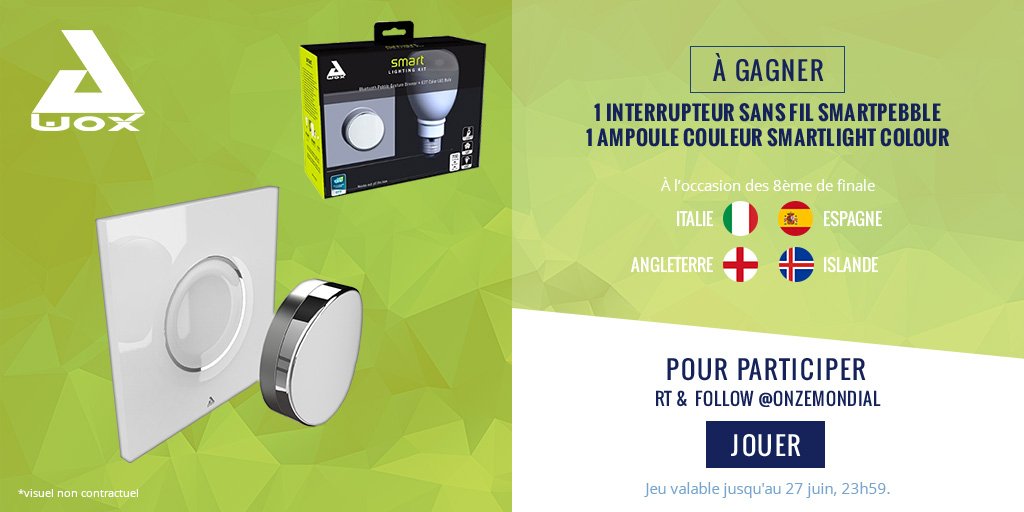 FOLLOW + RT pr gagner 1 interrupteur sans fil SmartPEBBLE ce 27/06
#ITAESP #ANGISL #EURO2016 bit.ly/28Y12FM