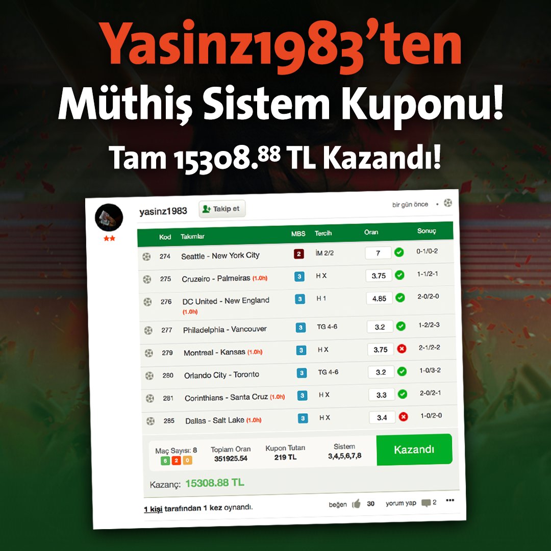 Bilyoner's tweet photo. Sen de Tribün'de yerini al, kazanmaya başla!
yasinz1983'ü takip etmek için >> https://t.co/piIDYcW1ER https://t.co/7duZcQXnEx